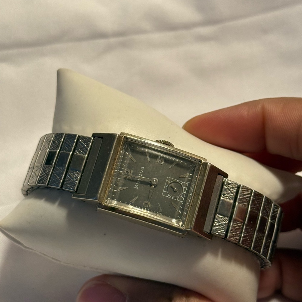 Bulova Silver Rectangular Stretchy Band Women’s o… - image 4